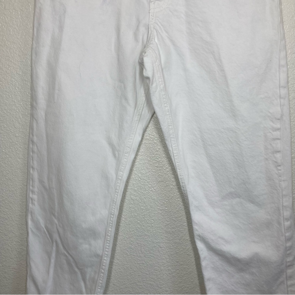 Mango Havana Straight Cropped High Waist Jeans Size 8 White Cotton Button Fly - Picture 9 of 16